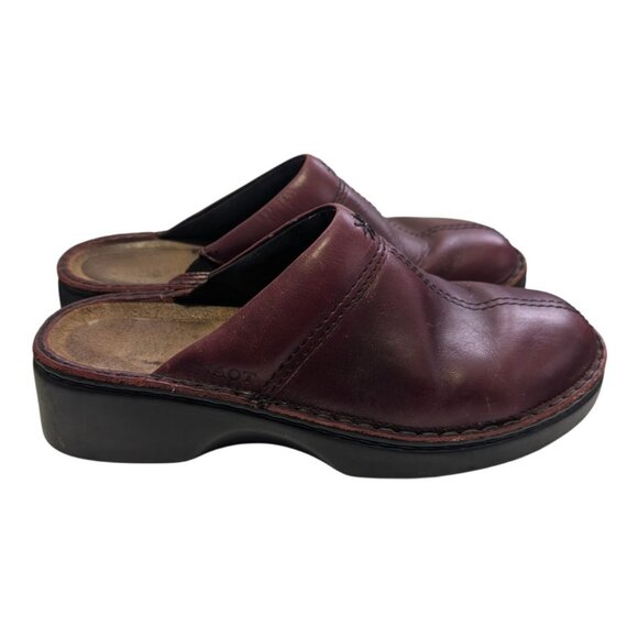Naot Darma Red Leather Clogs Mules Burgundy Comfort Arch Womens Size 9 EU 40 - Picture 1 of 6